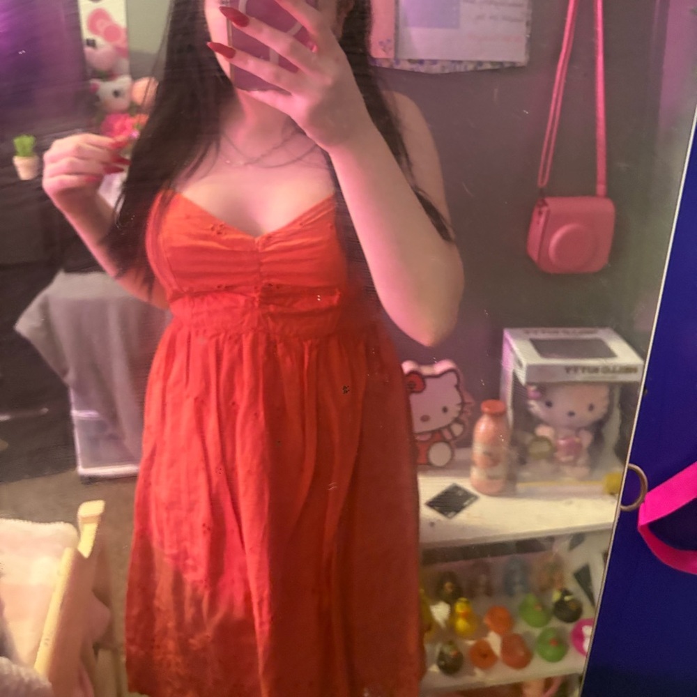 Orange/Pink Maxi Dress With Stretchy Back